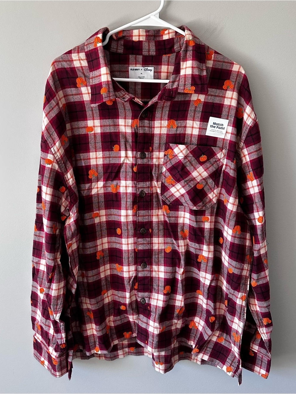 Old Navy Disney Flannel Shirt Unisex XL Fall Halloween Mickey Pumpkin